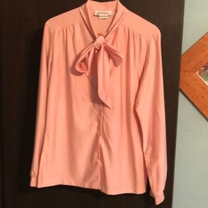 Vintage long sleeve shirt with bow tie collar